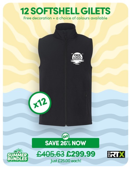 Bundle: 12 ProRTX 2-Layer Softshell Gilets with Free Logo