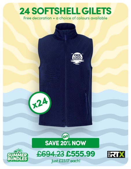 Bundle: 24 ProRTX 2-Layer Softshell Gilets with Free Logo