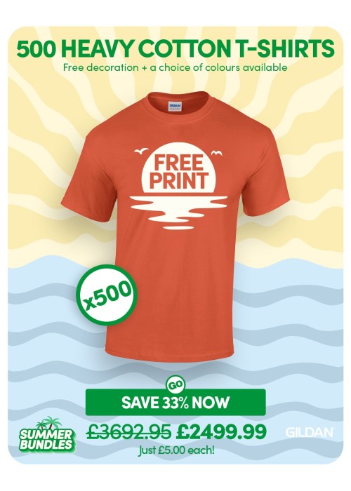 Bundle: 500 x Heavy Cotton T-Shirts with Free...