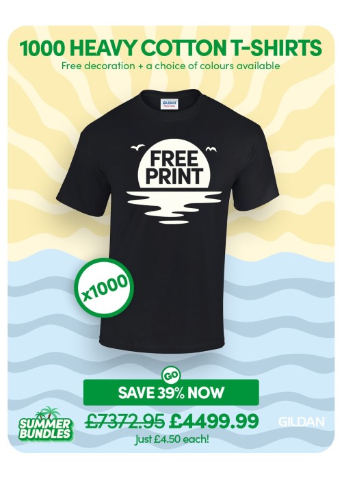 Bundle: 1000 x Heavy Cotton T-shirts with Free...