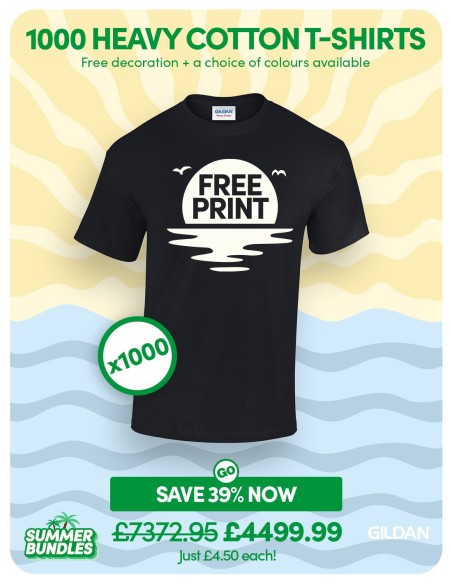 Bundle: 1000 x Heavy Cotton T-shirts with Free Printing