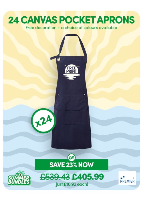Bundle: 24 x Canvas Pocket Aprons with FREE Logo