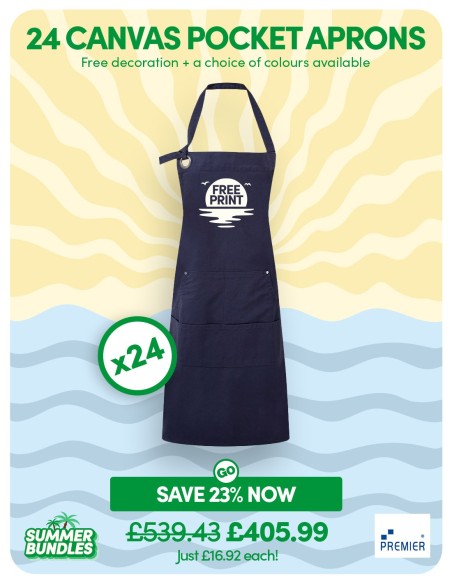 Bundle: 24 x Canvas Pocket Aprons with FREE Logo