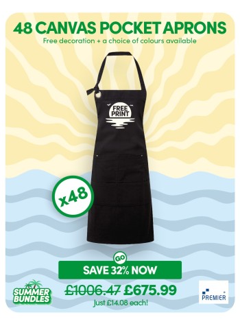 A bundle containing 48 of these top-selling Premier calibre heavy cotton canvas pocket aprons