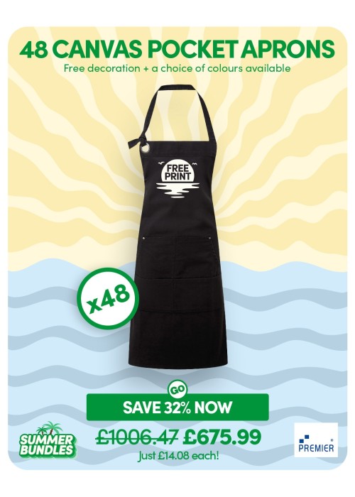 Bundle: 48 x Canvas Pocket Aprons with FREE Logo