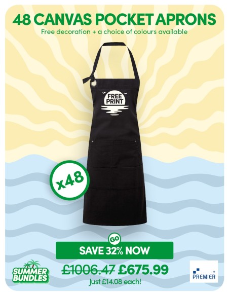Bundle: 48 x Canvas Pocket Aprons with FREE Logo