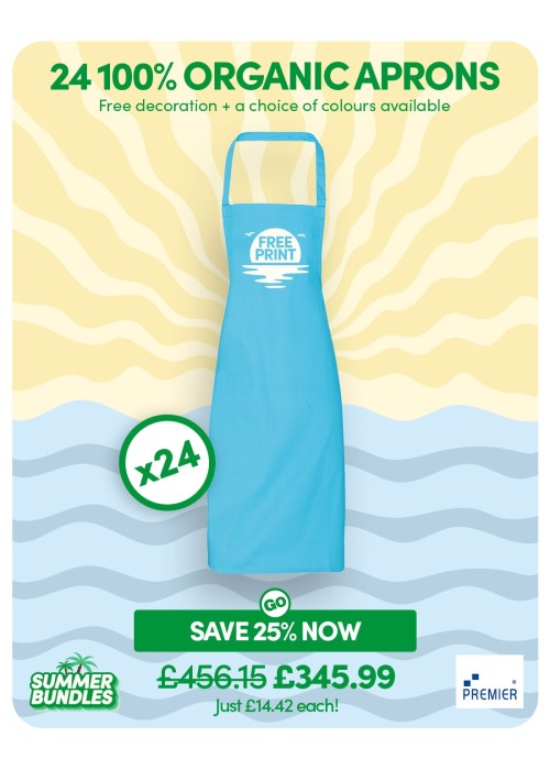 Bundle: 24 x 100% Organic Cotton Aprons with...