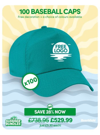 A bundle containing 100 Durable 5-Panel Baseball Cap with FREE LOGO