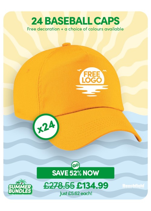Bundle: 24 x Durable 5-Panel Baseball Caps with...