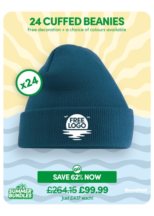 Bundle: 24 x Cuffed Beanie with FREE Logo