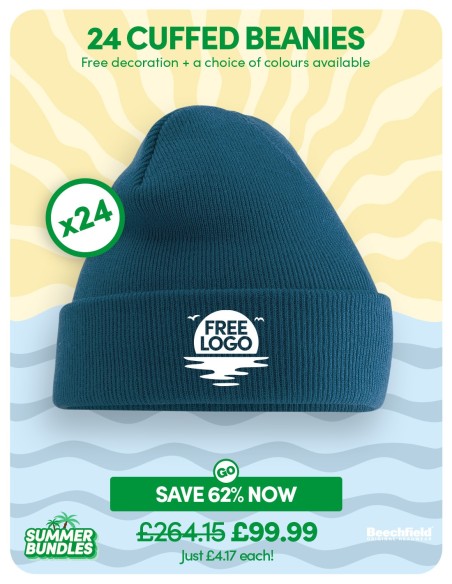 Bundle: 24 x Cuffed Beanie with FREE Logo