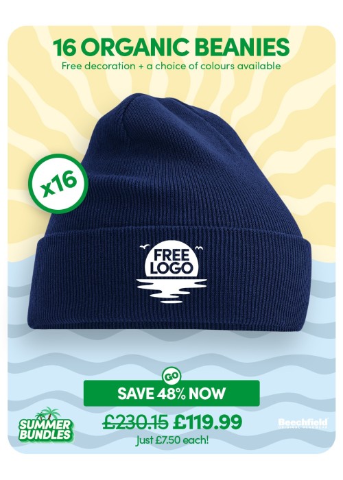 Bundle: 16 x Organic Cuffed Beanie with FREE Logo