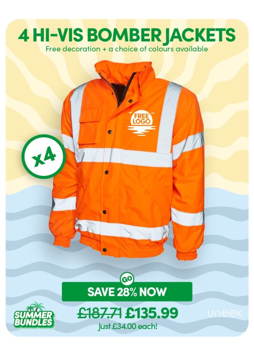 Bundle: 4 x Hi-Vis Bomber Jackets with FREE Logo