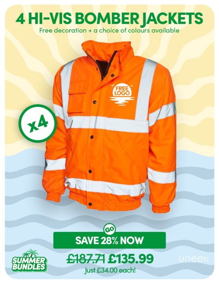 Bundle: 4 x Hi-Vis Bomber Jackets with FREE Logo