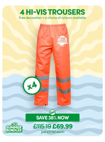 A bundle containing 4 of our best-selling Hi-vis Trousers with FREE LOGO