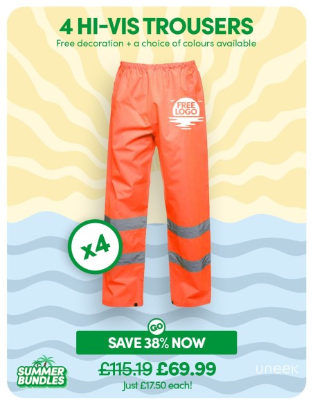 Bundle: 4 x Hi-Vis Trousers with FREE Logo