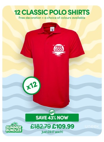 Bundle: 12 Classic Polo Shirts with Free Logo