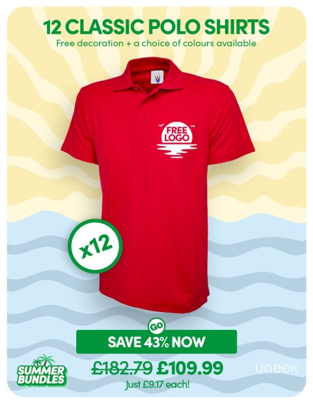 Bundle: 12 Classic Polo Shirts with Free Logo