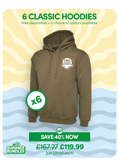 Bundle: 6 Classic Hoodies with Free Logo