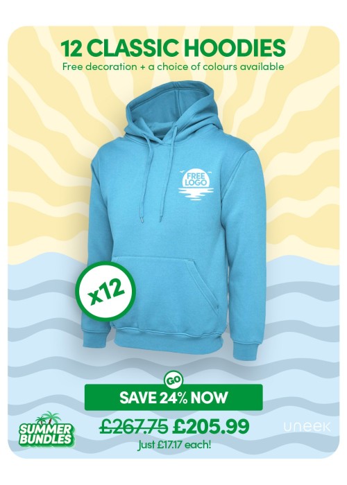 Bundle: 12 Classic Hoodies with Free Logo