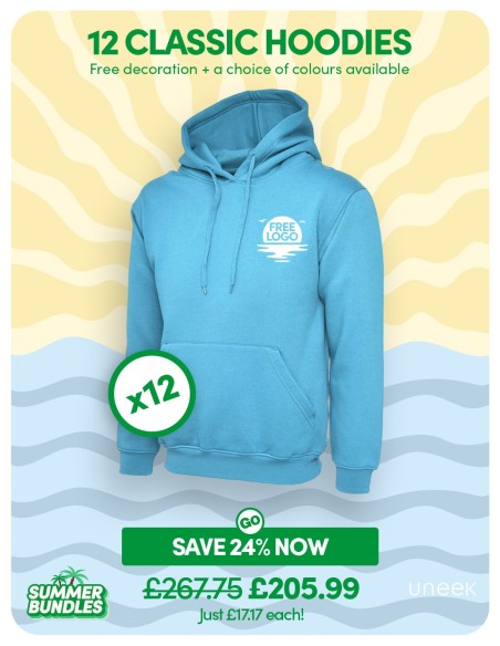 Bundle: 12 Classic Hoodies with Free Logo