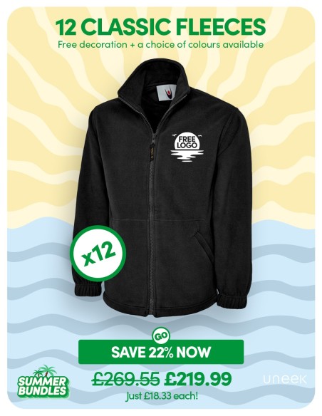 Bundle: 12 Classic Full Zip Fleece Jackets with Free Logo