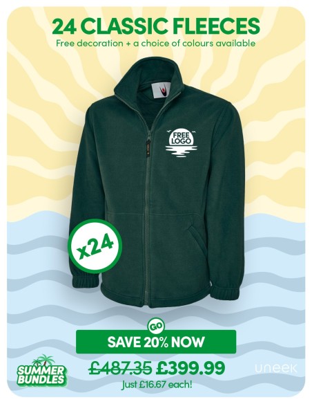 Bundle: 24 Classic Full Zip Fleece Jackets with Free Logo