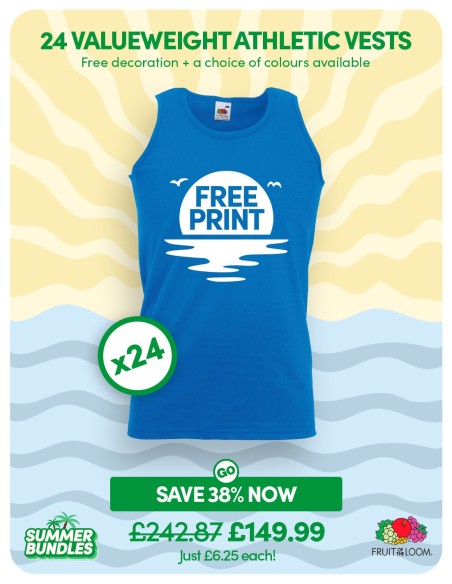 Bundle: 24 x Valueweight Athletic Vests with Free Printing