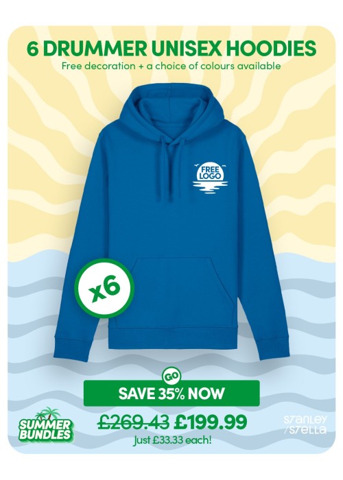 Bundle: 6 x Drummer Unisex Hoodie with Free Logo