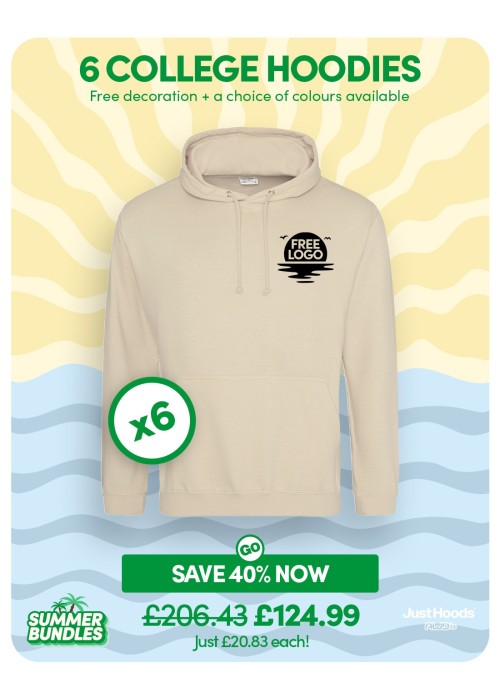 Bundle: 6 x College Hoodie with Free Logo