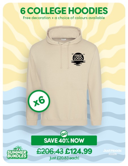 Bundle: 6 x College Hoodie with Free Logo