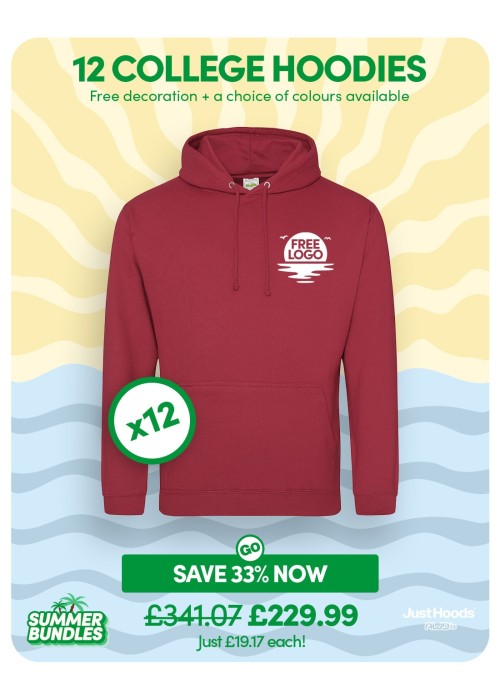 Bundle: 12 x College Hoodie with Free Logo