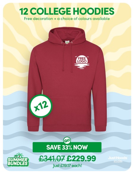 Bundle: 12 x College Hoodie with Free Logo