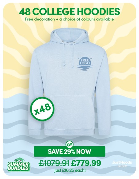 Bundle: 48 x College Hoodie with Free Logo