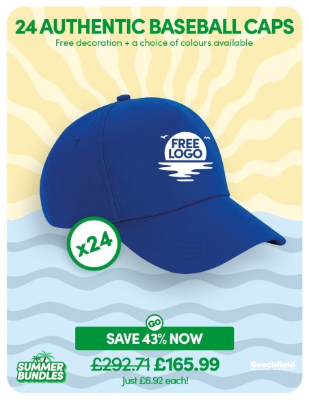 Bundle: 24 x Authentic 5-Panel Baseball Cap with FREE Logo