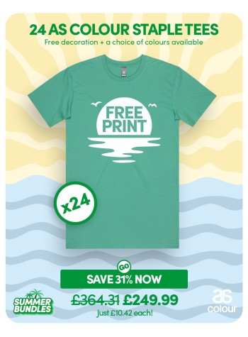 Bundle: 24 x AS Colour Staple Tees with Free Printing