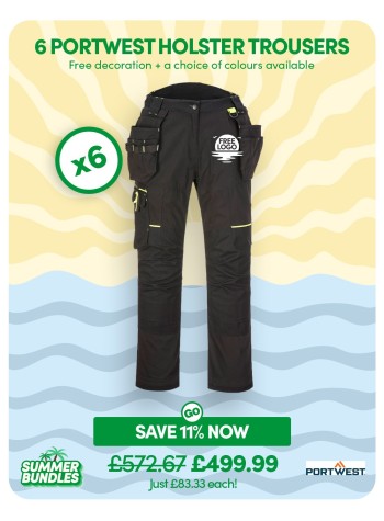 Bundle: 6 x Portwest WX3 Eco Stretch Holster Trousers with Free Logo