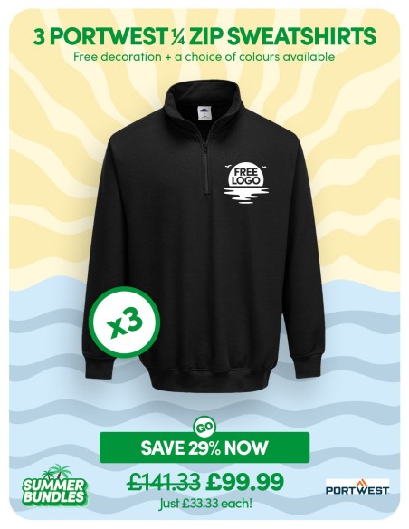 Value Bundle of 3 Premium 1/4 Zip Sweatshirts - Add you logo for free