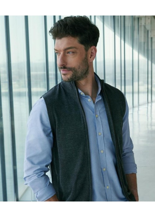 Henbury Sleeveless Zip-Through Jumper