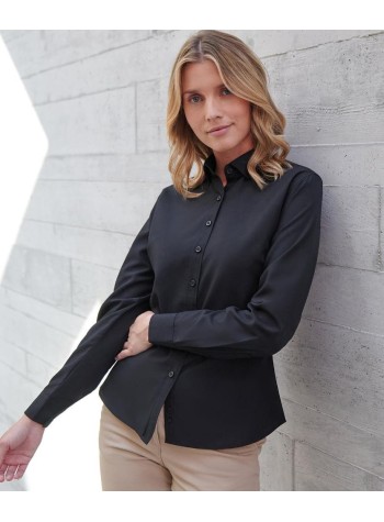 Henbury Women’s Long Sleeve ‘Cotton-Feel’ Coolplus® Shirt