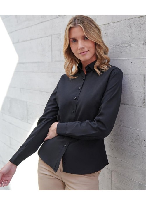 Henbury Women’s Long Sleeve ‘Cotton-Feel’...