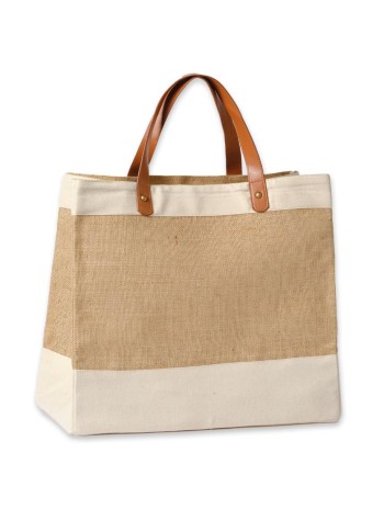 Nutshell® Adley jute with faux leather tote 2