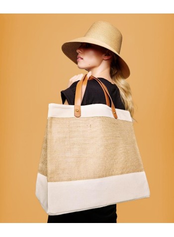Nutshell® Adley jute with faux leather tote