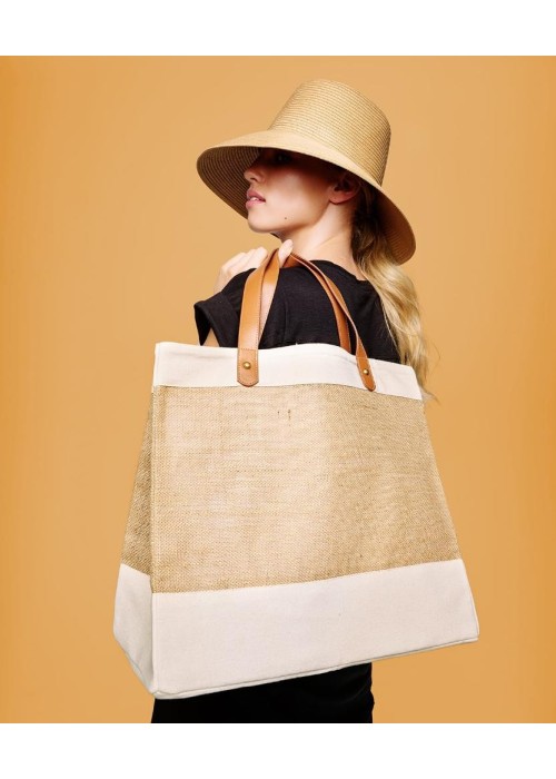 Nutshell® Adley jute with faux leather tote