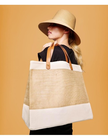 Nutshell® Adley jute with faux leather tote