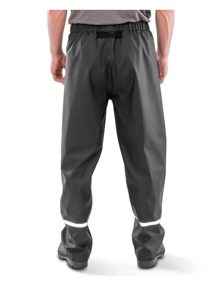 Result Recycled Prism PU waterproof trousers with reflective bands and recycled backing