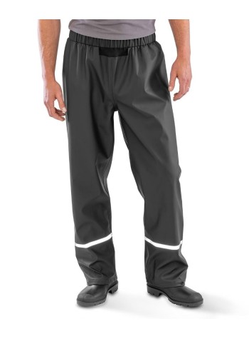 Result Recycled Prism PU waterproof trousers with reflective bands and recycled backing