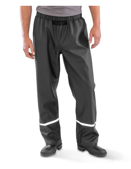 Result Recycled Prism PU waterproof trousers with reflective bands and recycled backing