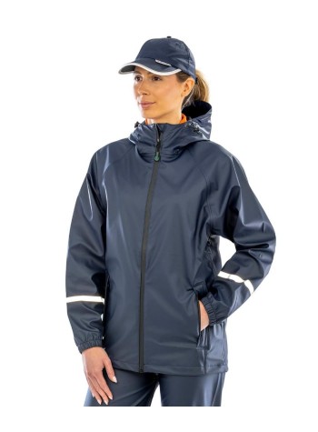 Result Recycled Prism PU waterproof jacket with reflective bands and recycled backing