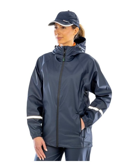 Result Recycled Prism PU waterproof jacket with reflective bands and recycled backing